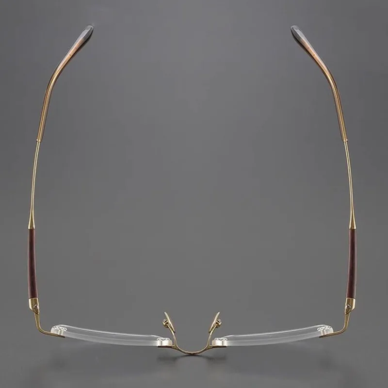 Eyeluyan High-quality Natural Rosewood Pure Titanium Rimless Glasses Men Square Prescription Eyeglasses Frames Eyewear YJ113