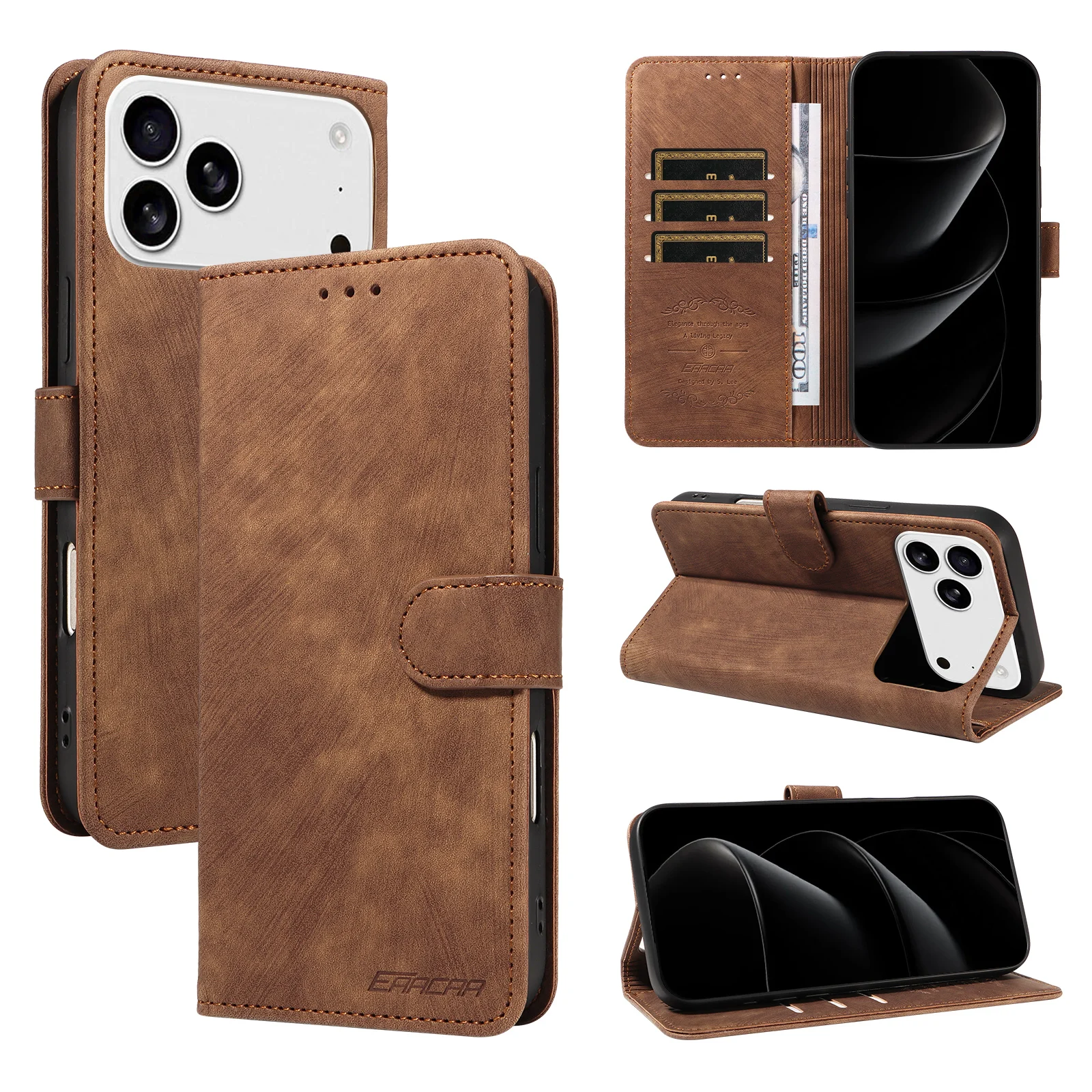 TPU Leather Phone Case for Samsung Galaxy S25 Ultra S24 S23 S22 S21 Shockproof with Card Slot, Stand and Wallet Function Cover