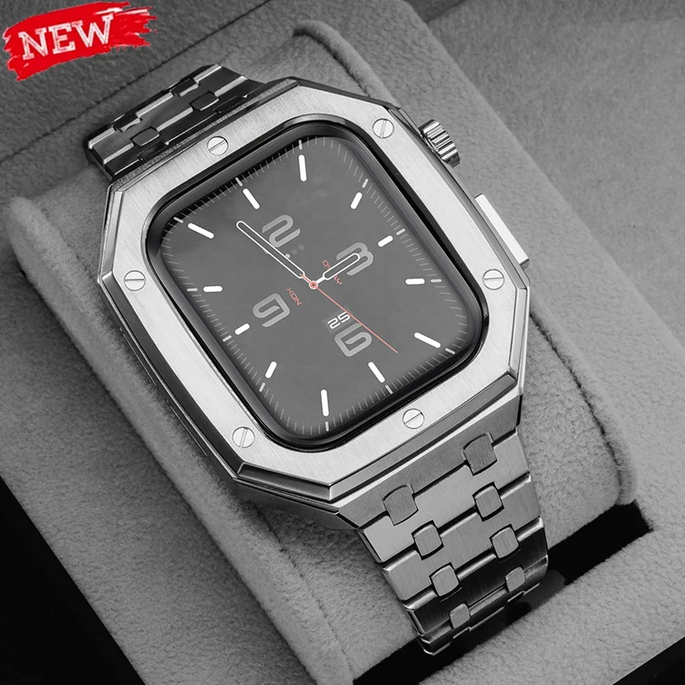 

Pop Luxury Stainless Steel Modification Mod Kit For Apple Watch Series 10 46MM Metal Case Strap For IWatch S10 46mm Bezel Frame