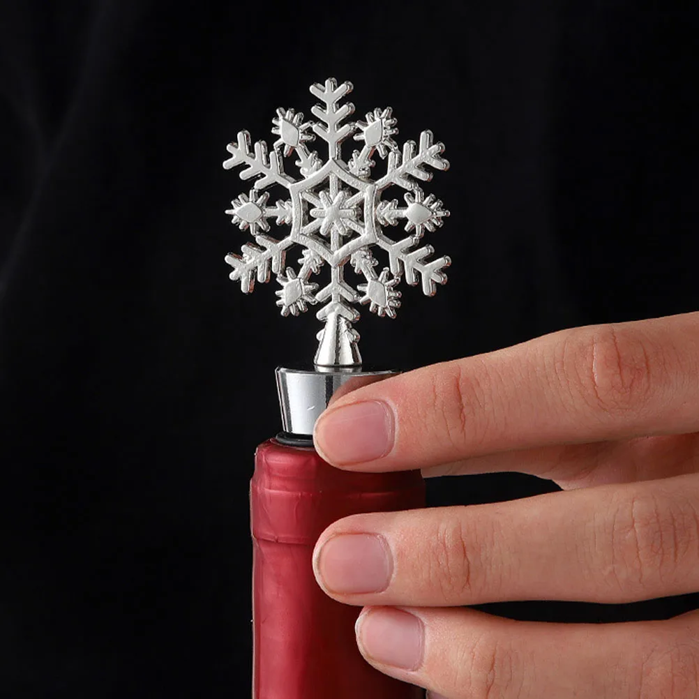 

4Pcs Creative Snowflake Wine Bottle Stoppers Strong Anti-Rust Sealing Plugs for Parties Wine Stoppers Bottle Plugs