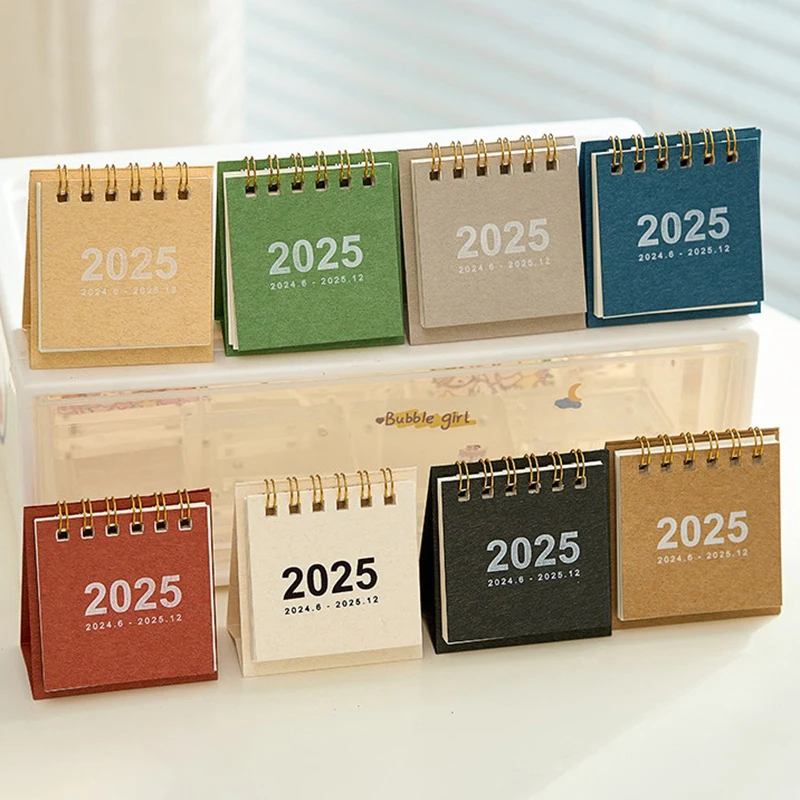 2025 Desk Calendar Mini Spiral Calendar Books Kawaii To Do List Daily Monthly Yearly Planner Time Manegement Desk Decorations