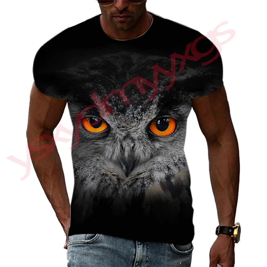 Young Eagle Low-altitude Overlord Leisure Owl Pattern Man T-shirts HD 3D Print Hip Hop Harajuku Round Neck Short Sleeve Tee Top