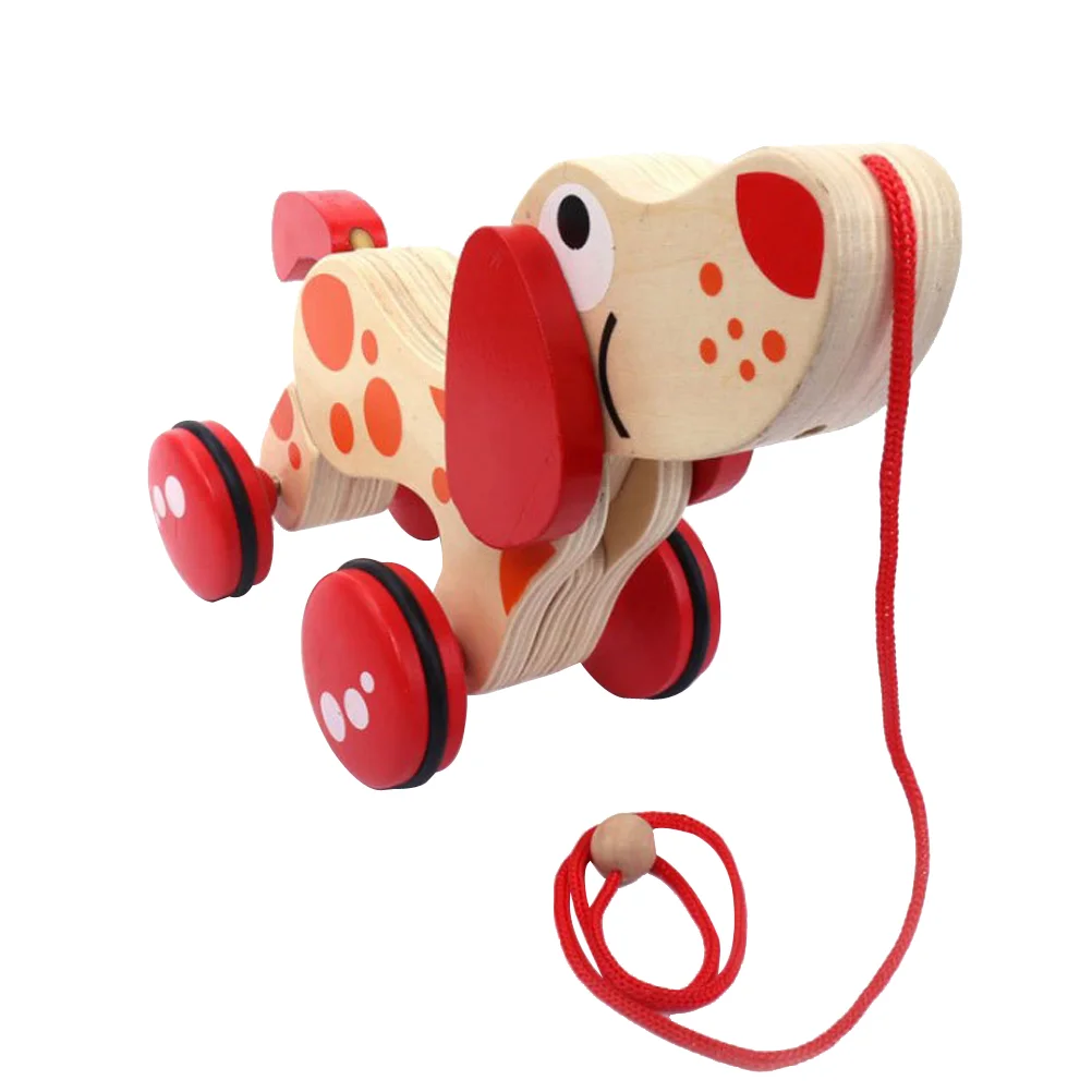 Wood Toy Pull Cute Shock Absorber Wooden Toys Walk along Children's Statues Puzzle