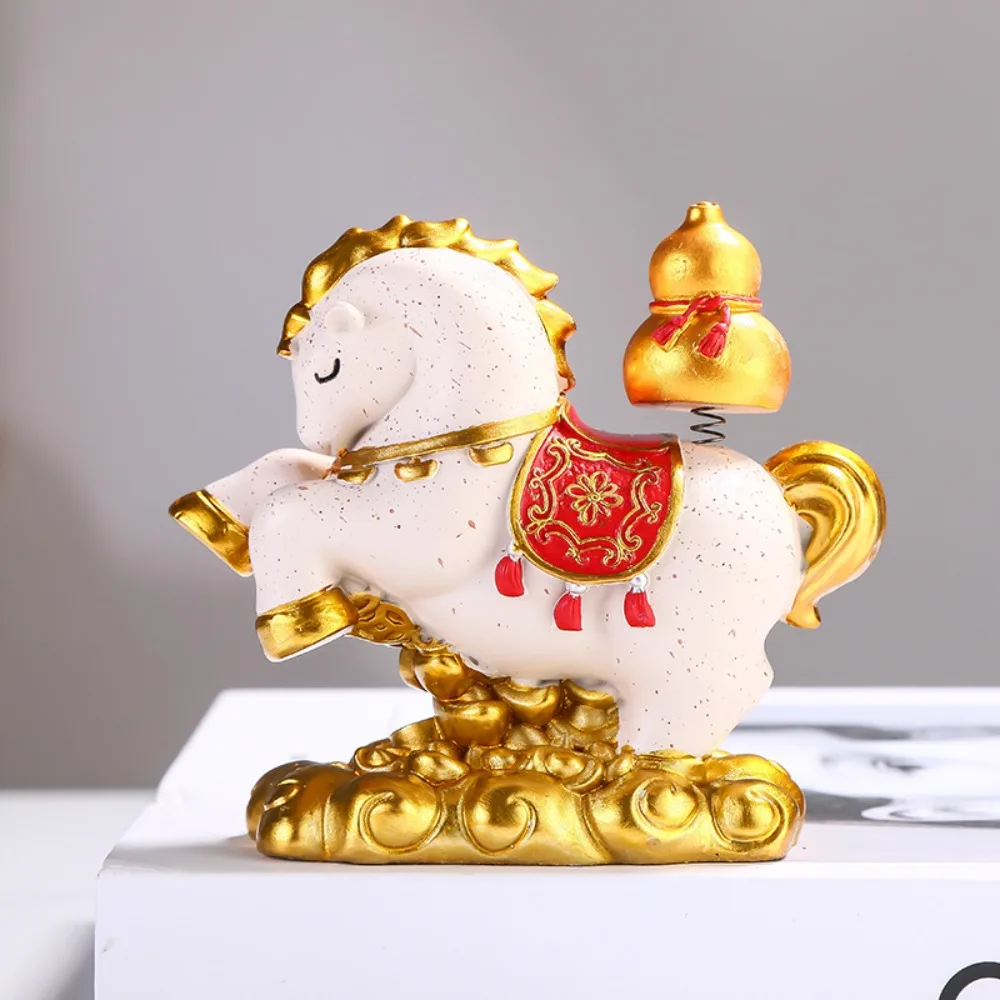 

Cute Resin Horse Figurine Desktop Ornament Chinese Style New Year Mascot Miniature Good Luck Red Zodiac Ornaments Car Decoratio