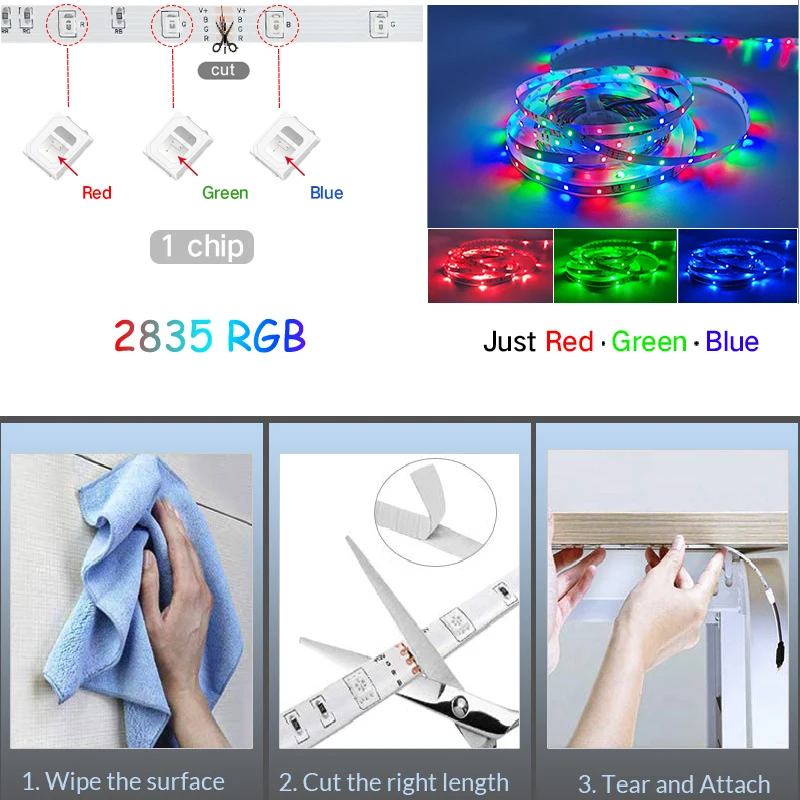 2835 RGB LED أضواء شريط النيون الموسيقى Sycn APP التحكم أضواء أضواء مرنة المطبخ أضواء الحفلات المحيطة عطلة أضواء ديكور