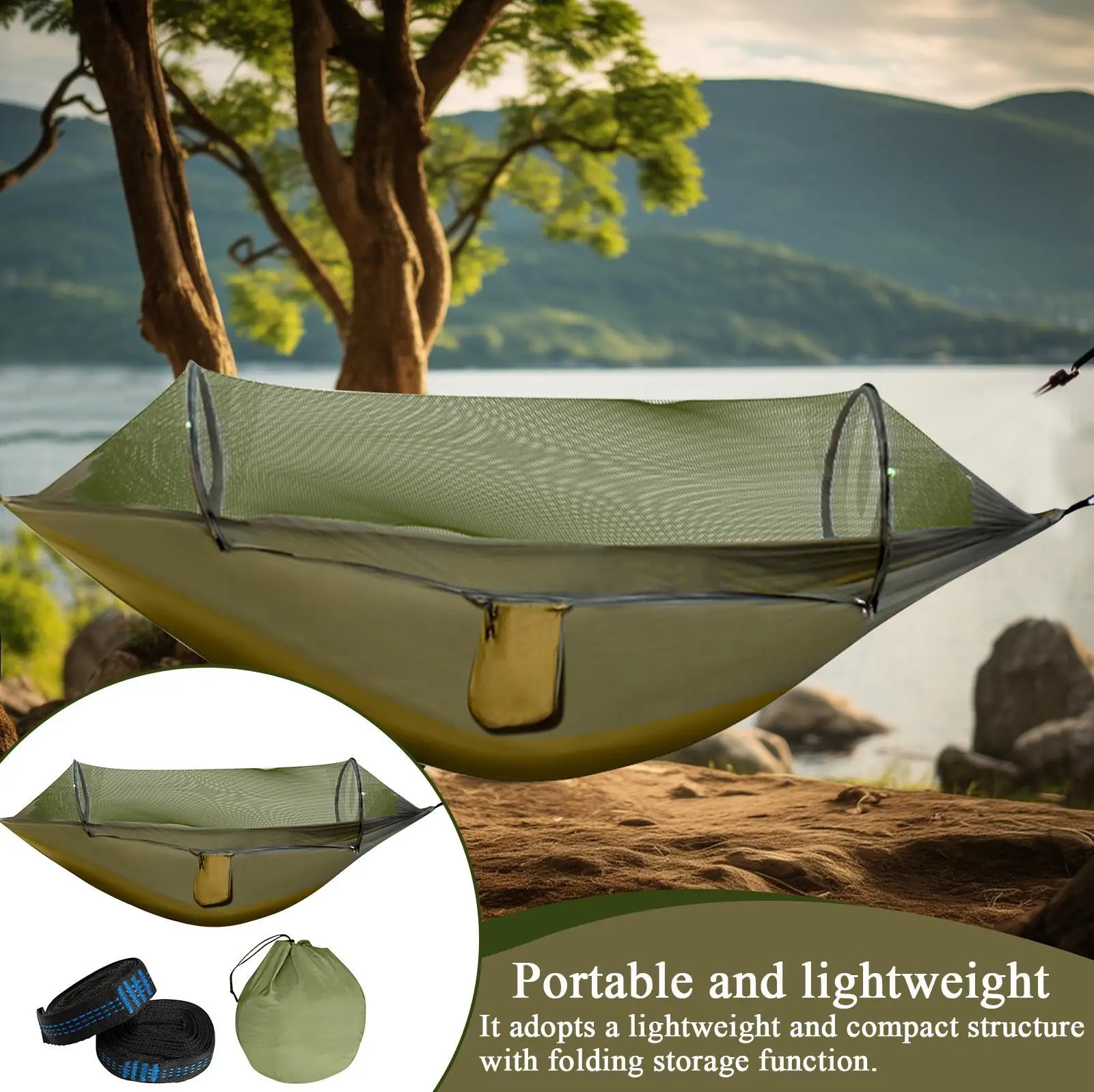 

Hammock Camping Nylon Outdoor Hammock for Hiking Foldable Backpacking Accessories for Hiking Family Fall Backyard Yard Indoor