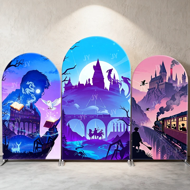 

Harry Potter Hogwarts Castle Hedwig Stag Patronus Vibrant Arch Backdrop Cover Magical Scene For Birthday Party Photo Booth