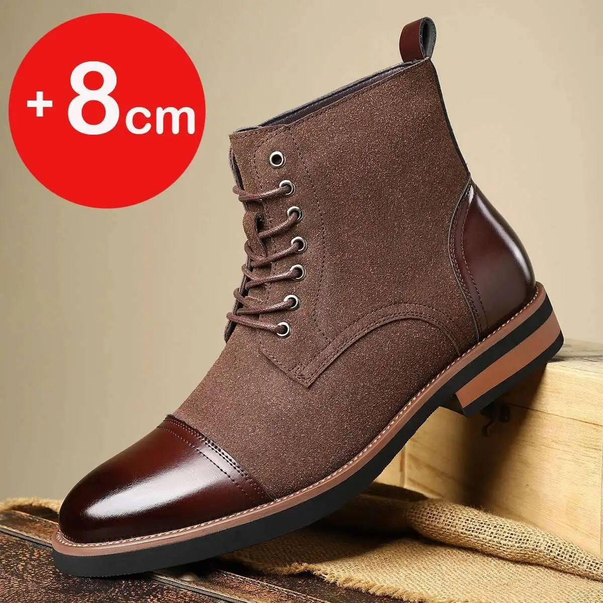 

Men's Elevator Shoes 8CM 6cm Height Increasing Boots Men Hidden Heel Heighten Shoes Man Taller Invisible Heightening Lift Boots