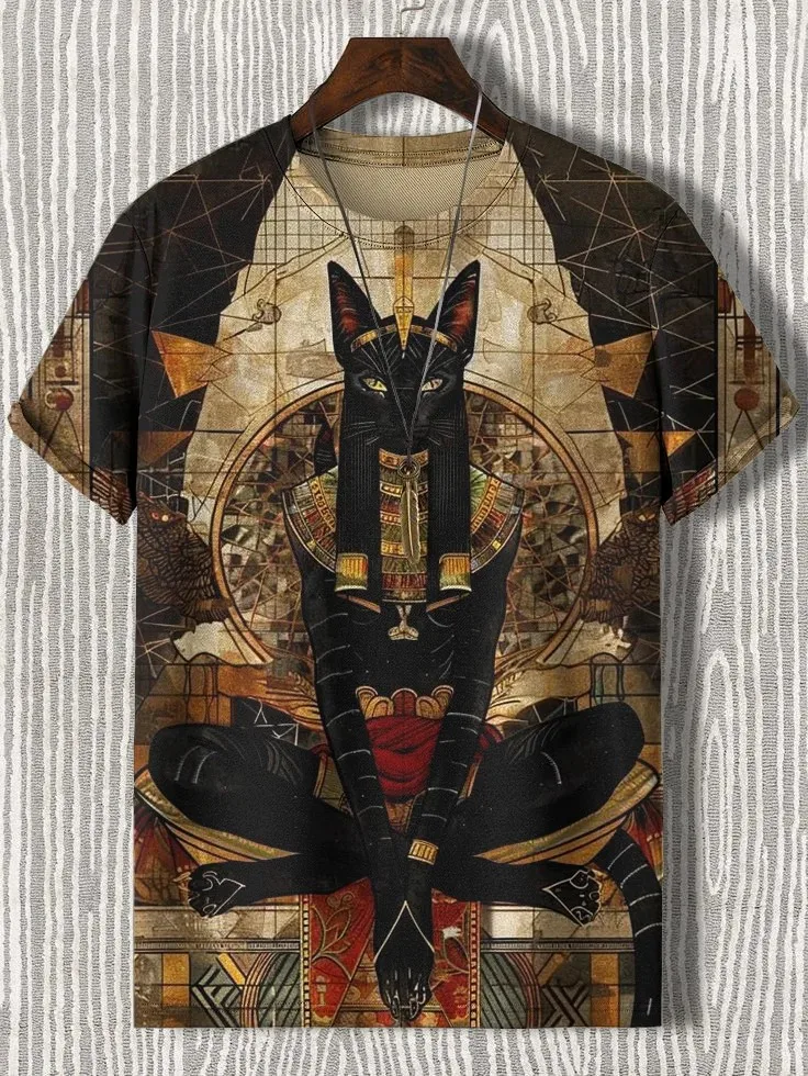 

Vintage Men's Funny Printed T-Shirt Short Sleeved Tees Tops 3D Prints Crew Neck Shirts Summer Casual Men's Clothing Apparel
