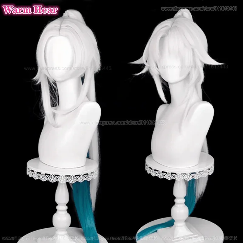 

Feixiao Synthetic Anime HSR Long 105cm Silver White Blue Gradient Cosplay Heat Resistant Hair Halloween Wigs + Wig Capv;2,r'6;t.