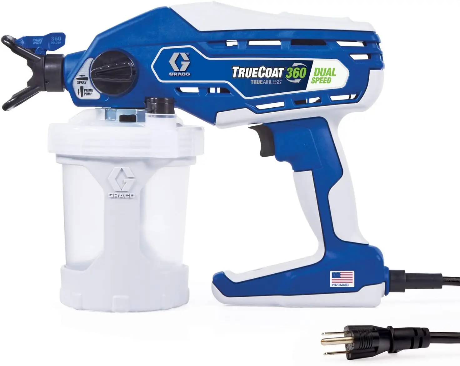 TrueCoat-pulverizador de pintura de doble velocidad, color azul/blanco, 26D281, 360