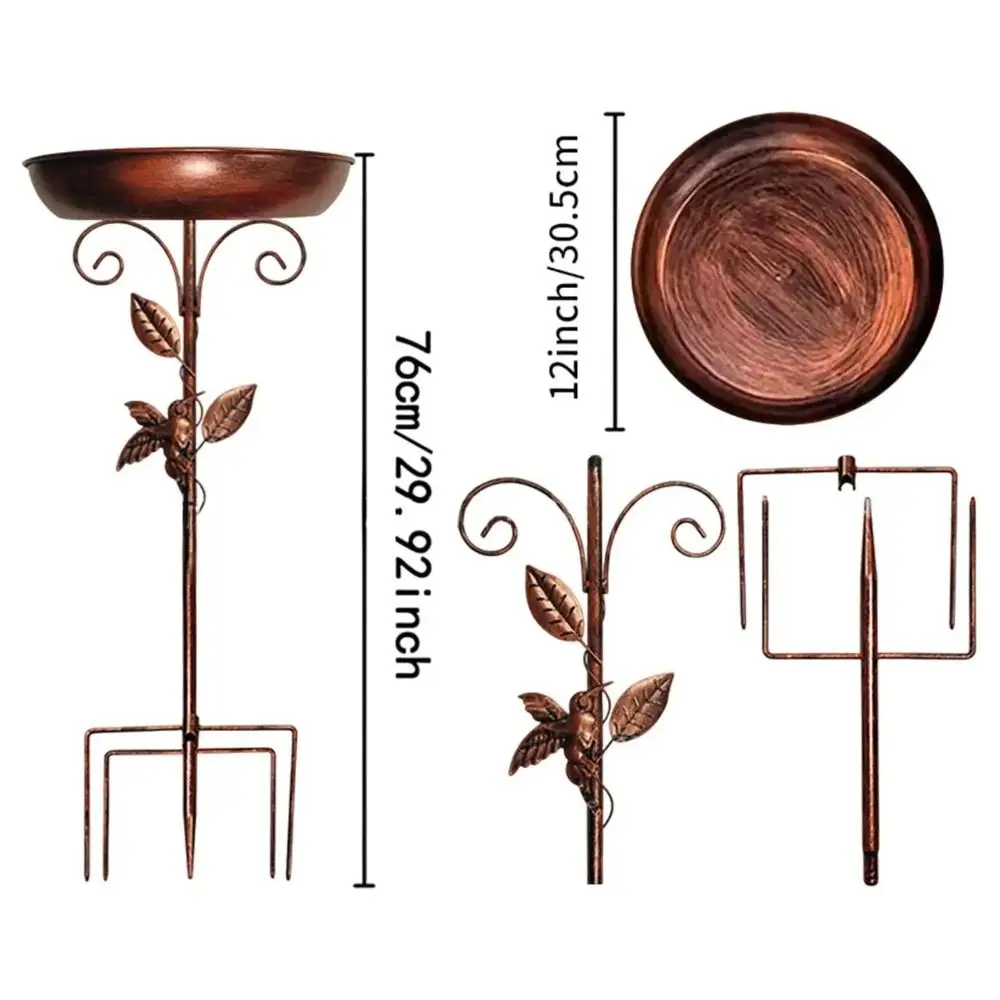 Iron Garden Birdbath Vintage Large Capacity Bird Feeding Dish Sturdy Multi Functional Bird Water Bowl Hummingbird