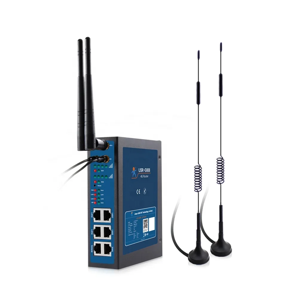 USR-G808-EE EMEA & APAC Wifi Industrial Long Range 4g Lte Wireless Routers With Dual Sim Card Slot