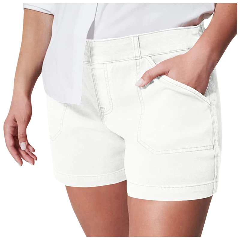 Pantalones cortos de mezclilla de gran tamaño para mujer, Pantalones vaqueros de tiro alto, pantalones cortos de mezclilla de elevación de cadera,