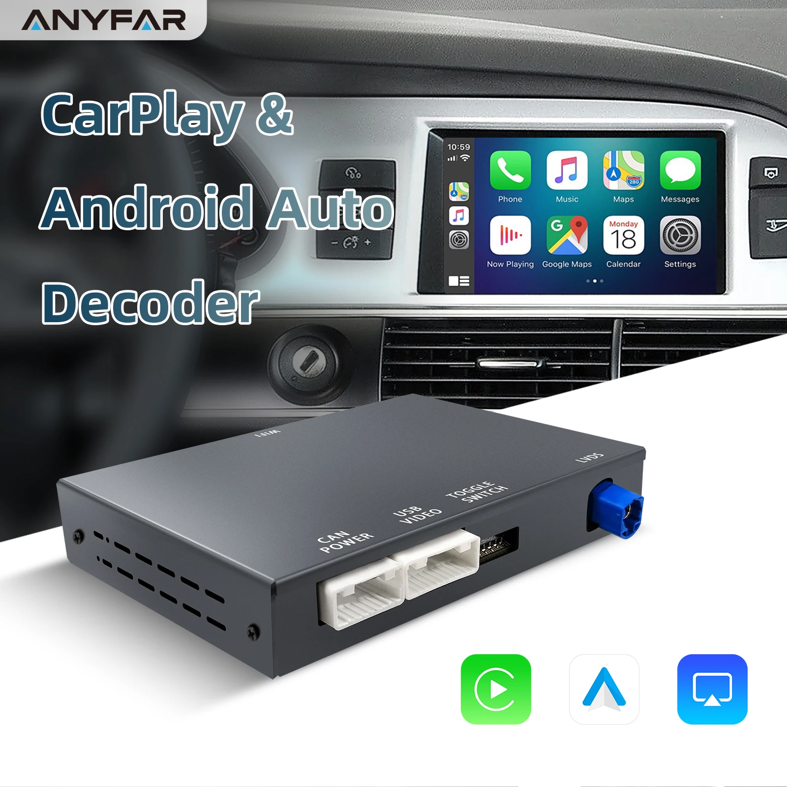 تعديل السيارة اللاسلكي من ANYFAR/Android لسيارة أودي A6/Q7 MMI AirPlay وصلة مرآة الوسائط المتعددة #1