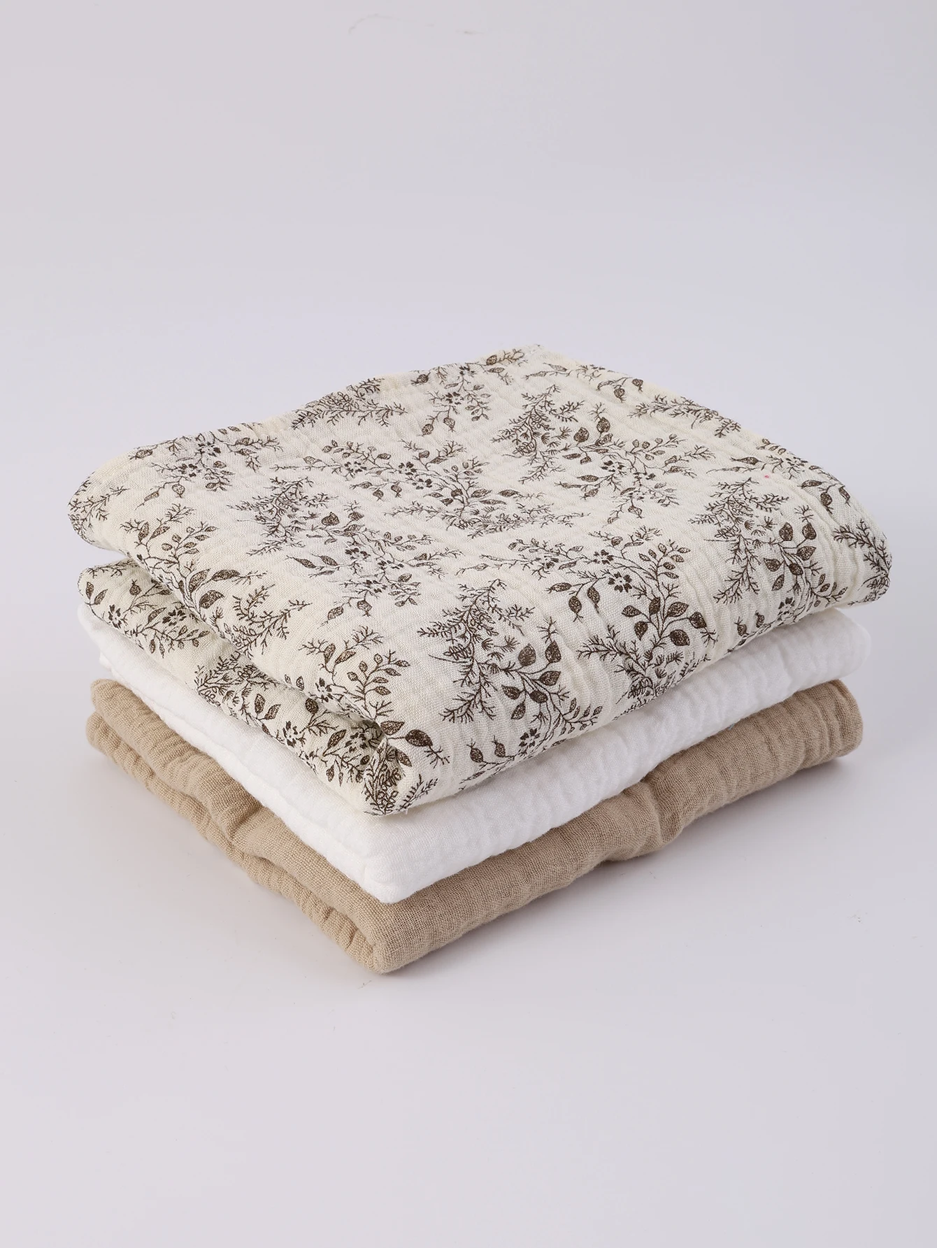 3 ชิ้น/เซ็ต Boho Solid Floral Soft Breathable ทารกแรกเกิดรับผ้าห่ม Muslin Swaddle ผ้าห่ม