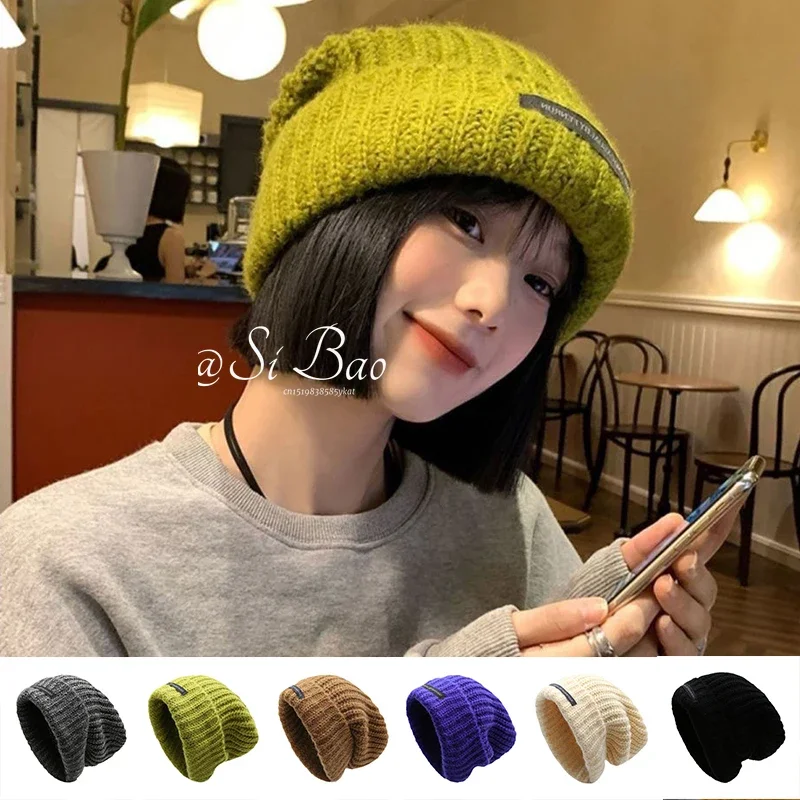 Big Head Circumference Wool Hat Unisex Winter Beanie Skullies Hat Women Knitted Bonnet Beanie Caps Men Warm Knit Pile Cap여름모자여자