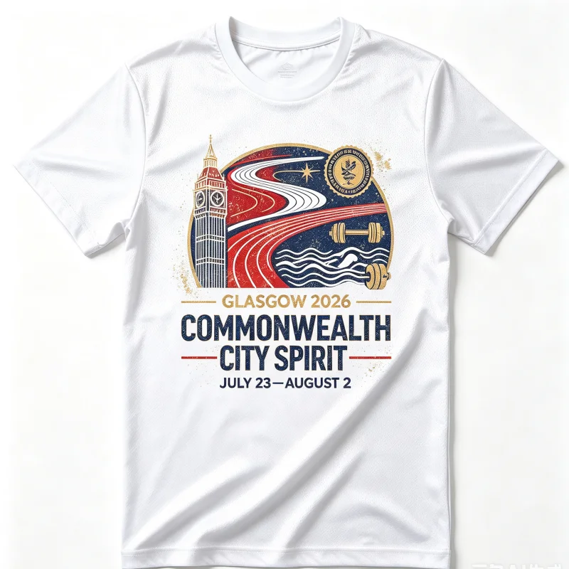 Family Matching Inspired 2026 Glasgow UK Spirit Graphic T-shirt Clock Tower Multi Sports Quick Moisture Wicking Casual Sport Top