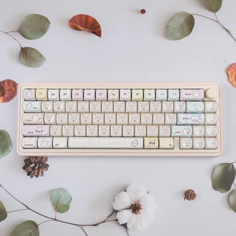 Greedy Kitten Theme Keycap Set Customized PC PBT Translucent MAO Profile 134Key Keyboard Cap for Mechanical Keyboard Accessories