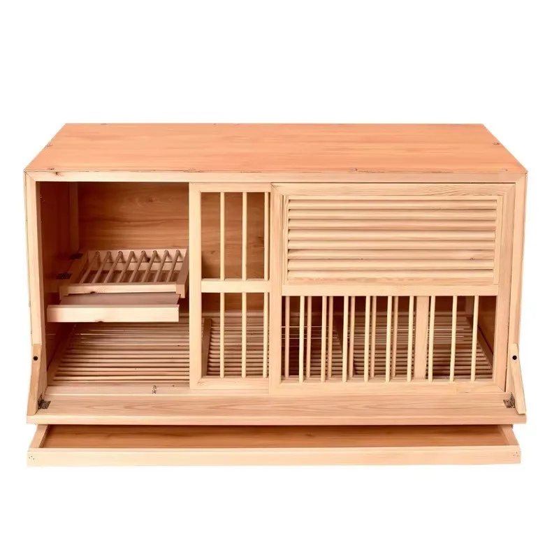 

Pigeon Cage with Nest Box Adjusting Carrier Cage for Flying Pigeon Wood Pet Houses Button Closure Type