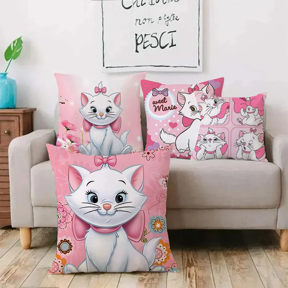 Cute Mary Cat Disneys Pillow Covers Cartoon Sofa Decorative Home Double-sided Printing Short Plush Cute Cushion Cover