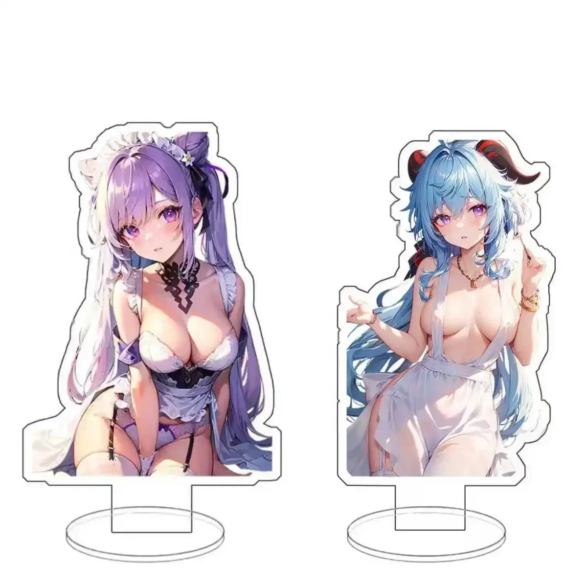 

10CM Anime Genshin Impact Keqing Ganyu Cosplay Double-sided Establishment Acrylic Standing Sign Xmas Gifts Decoration Mascot