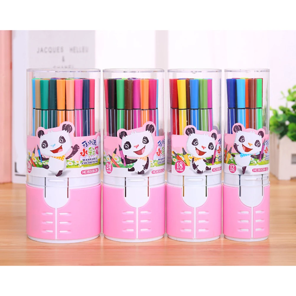 

1 Set of Colors Washable Water Color Brush Pen Cartoon Coloring Painting Pen for Student (Colorful)