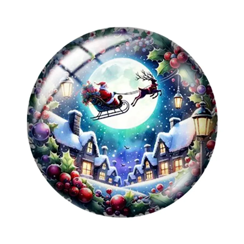 atercolor Christmas Scene 10pcs 12mm/18mm/20mm/25mm Round photo glass cabochon demo flat back Making findings