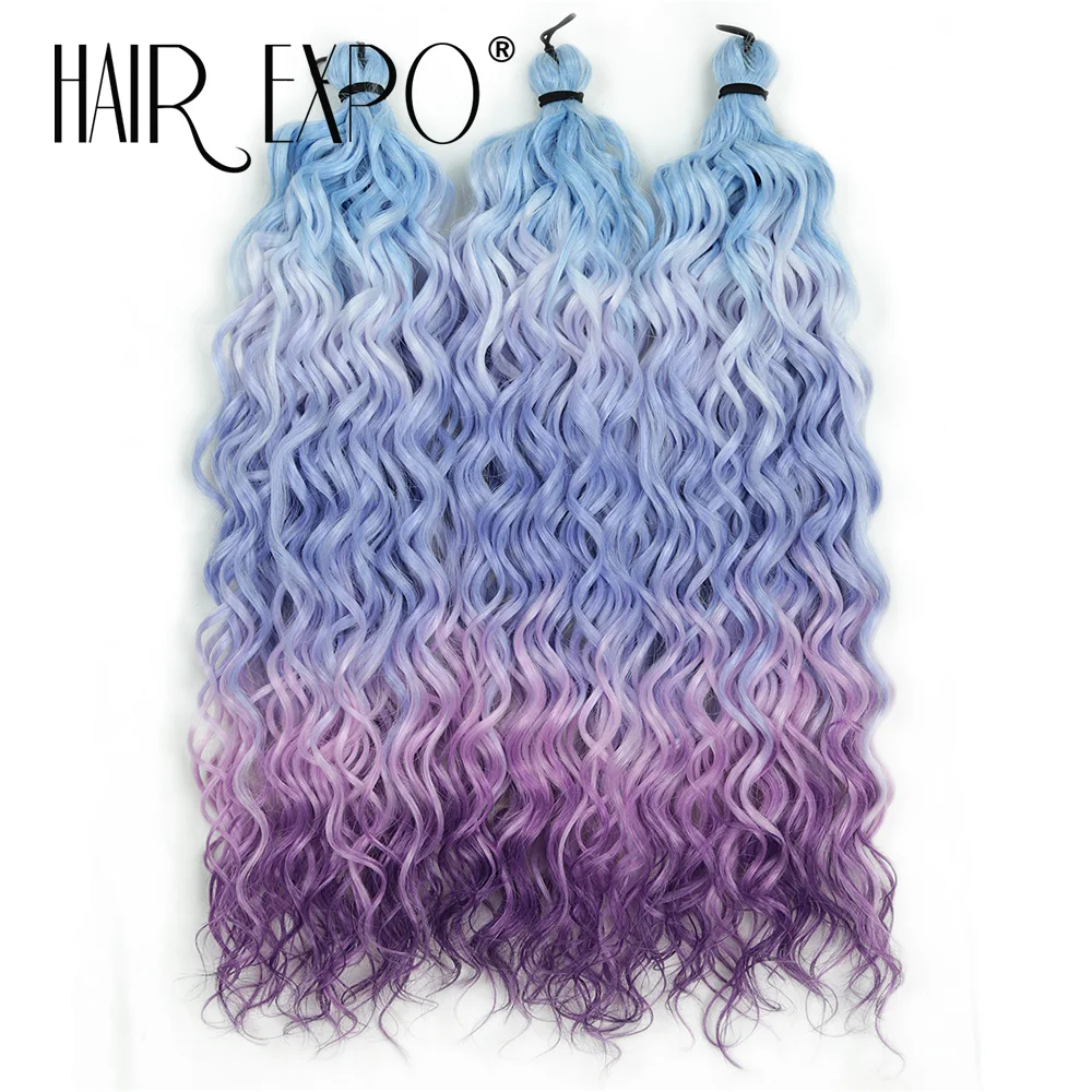 18 بوصة جيسيكا الشعر موجة عميقة تويست الكروشيه الشعر الاصطناعية مجعد الشعر 3 قطعة/300 جرام أومبير الأفرو حليقة قوس قزح تجديل وصلات شعر