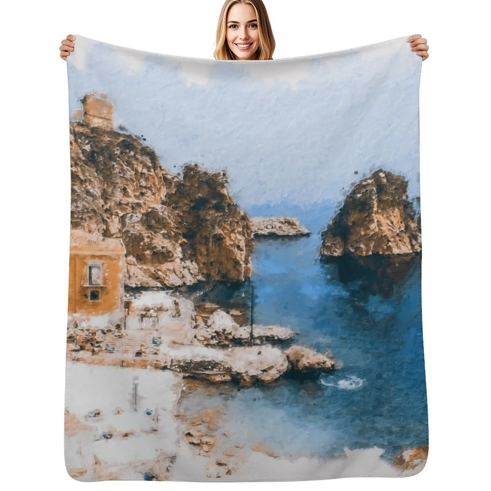 Sicily, italian panorama Throw Blanket Heavy Soft Beach Bed covers Baby Furrys Blankets