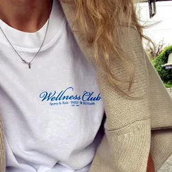 American Vintage Sport Make You Wellness Letters Printing T Shirts Women Summer Short Sleeve Loose Cotton Tops Ins Fashion Tees