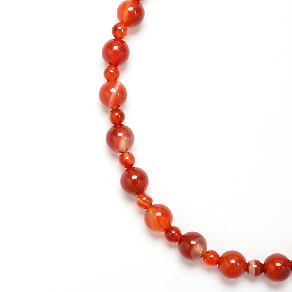 ZMZY Red Agate Beaded Necklace Natural Stone Necklace Bead Clavicle Chain Vintage Charm Beaded Energy Fashion Carved Gifts