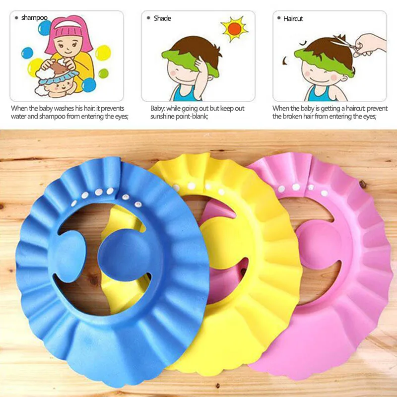 Baby Shower Cap Adjustable Hair Wash Hat for Newborn Infant Ear Protection Safe Children Kids Shampoo Shield Bath Head Cover