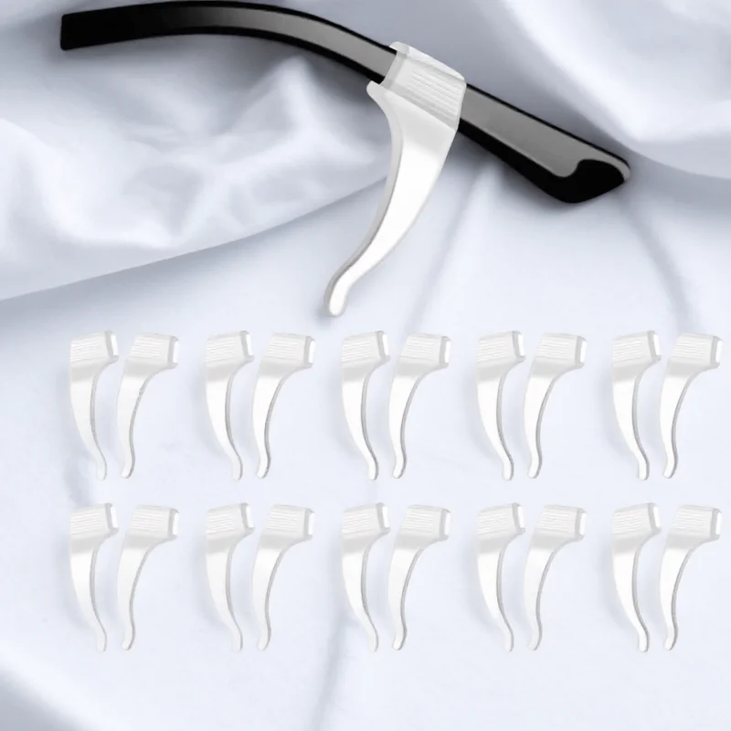 

20 Pairs Non Slip Ear Hooks Transparent Soft Silicone Grips for Glasses Retainer Tool Eyeglass Temple Tips Accessories