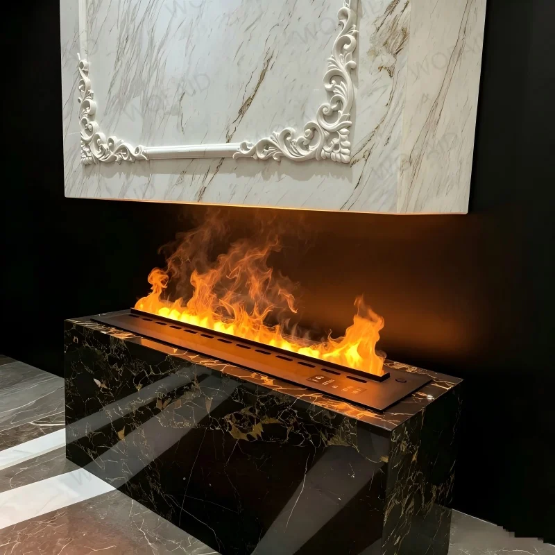 3D Vapor Electric Fireplace Water Mist Ultrasonic Flame 5 Levels Brightness Holographic Projection Like Real Fire firebox
