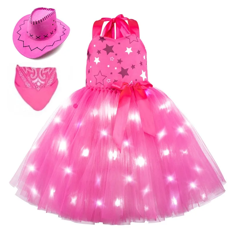 Popular Pink Denim Girl Floral Dress Girl Movie Princess Ballet Short Skirt Christmas Halloween Costume Birthday Party Costume