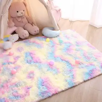 Dětský koberec dívčí duhové barvy koberců do obývacího pokoje velké měkké koberce do ložnice, noční stolek, dětský pokoj, roztomilé rohože 10 nejlepší prodej velké koberce - №2