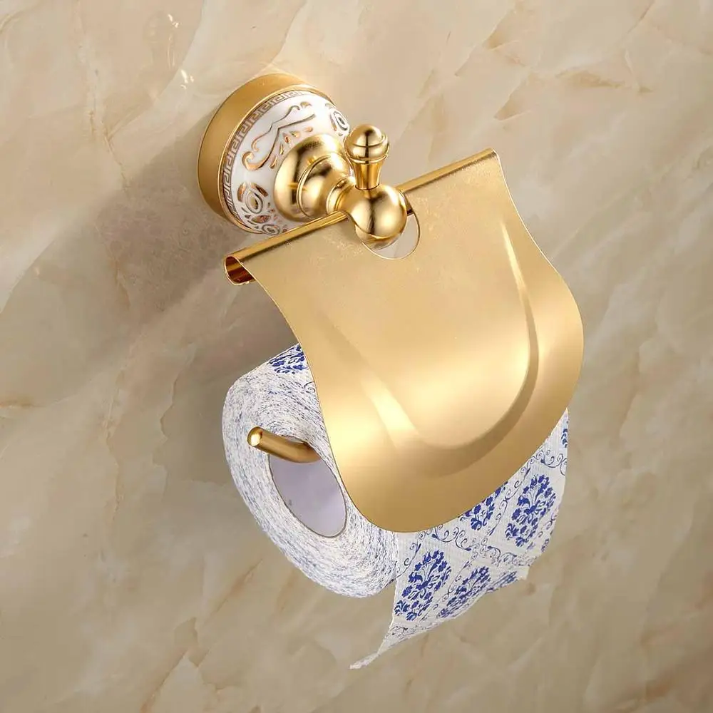 6 pcs bathroom hardware set Modern luxury gold-plated hotel bathroom accessories set