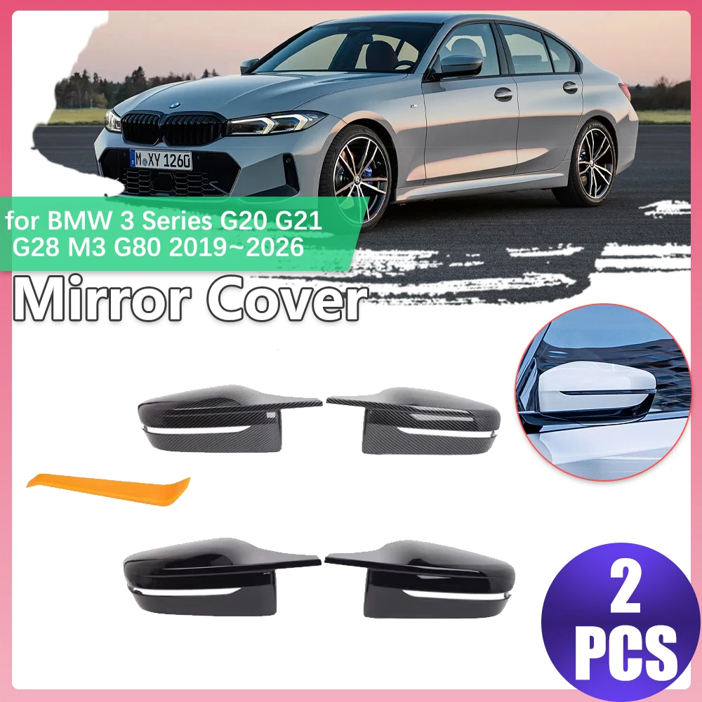 

Крышка автомобильного зеркала для BMW 3 серии G20 G21 G28 M3 G80 320i 2019 ~ 2026 ABS углеродное волокно черная отделка зеркала заднего вида часть аксессуары