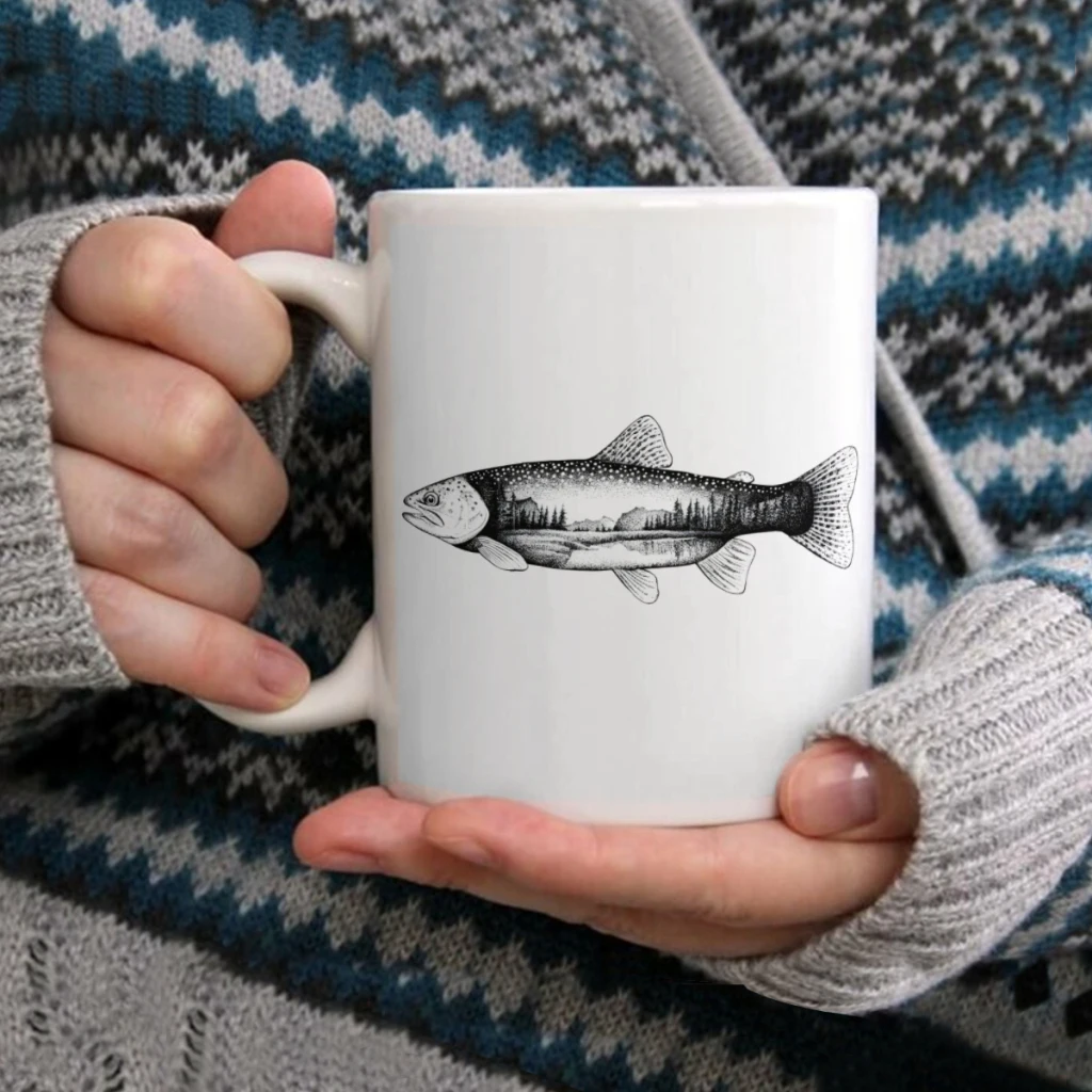 

Starry TroutCoffee Mug Tea Cup 11oz Coffee Cup Funny Birthday Ceramic Mug Personalized Cup