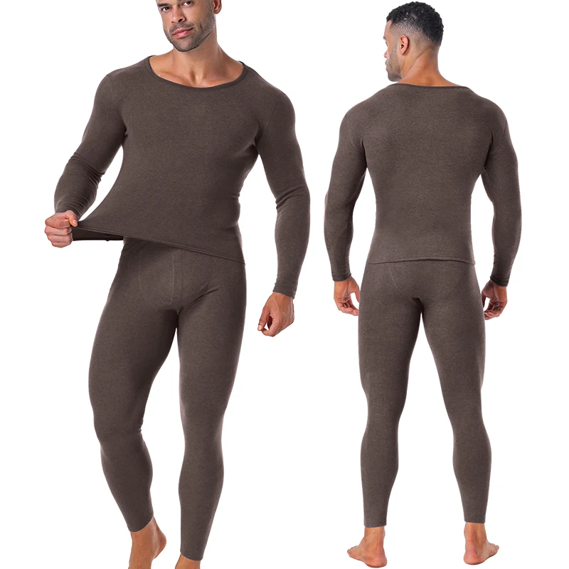 Mens Set of 2 Thermal Underwear Suit Ultra Soft Long Johns Fleece Lined Keep Warm Undershirts Cold weather Bottoming Shirt Suits