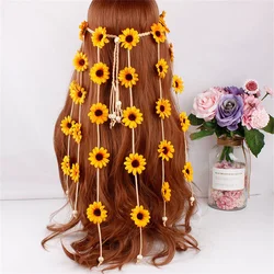 New Fashion Flower daisy Headband Floral Crown Summer Sunflower Hair Accessories For Women Bohemian adjustable headband gift