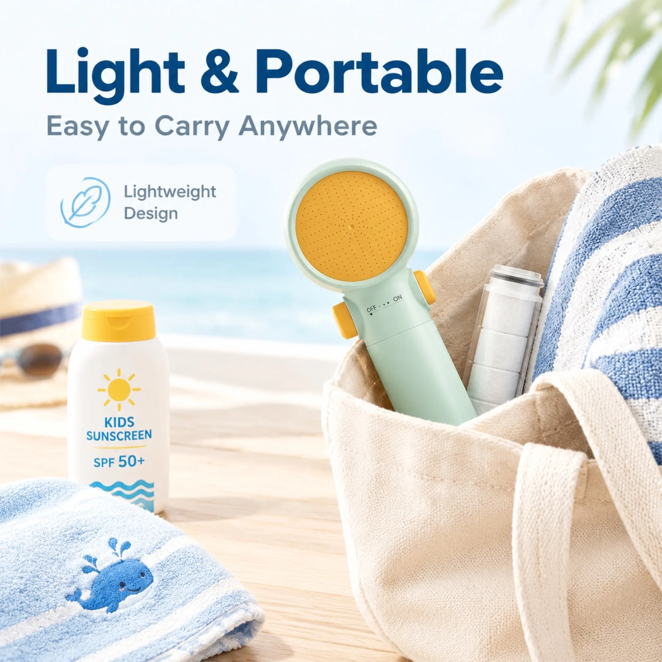 Portable Filter Shower Head for Children Baby, One‑Button Water Stop High Pressure Filtered Showerhead for Home Travel Hotel Use