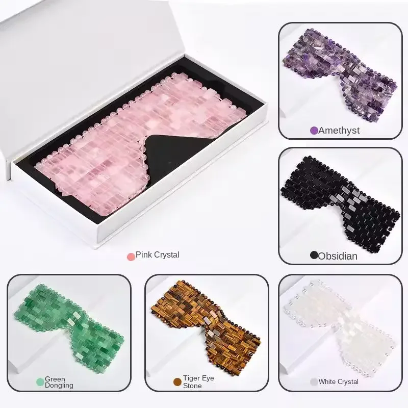 Natural Jade Eye Mask Rose Quartz Eye Mask Massager Sleep Mask Cold Therapy Jade Mask Eye Care Wrinkle Removal Massage Tool Set