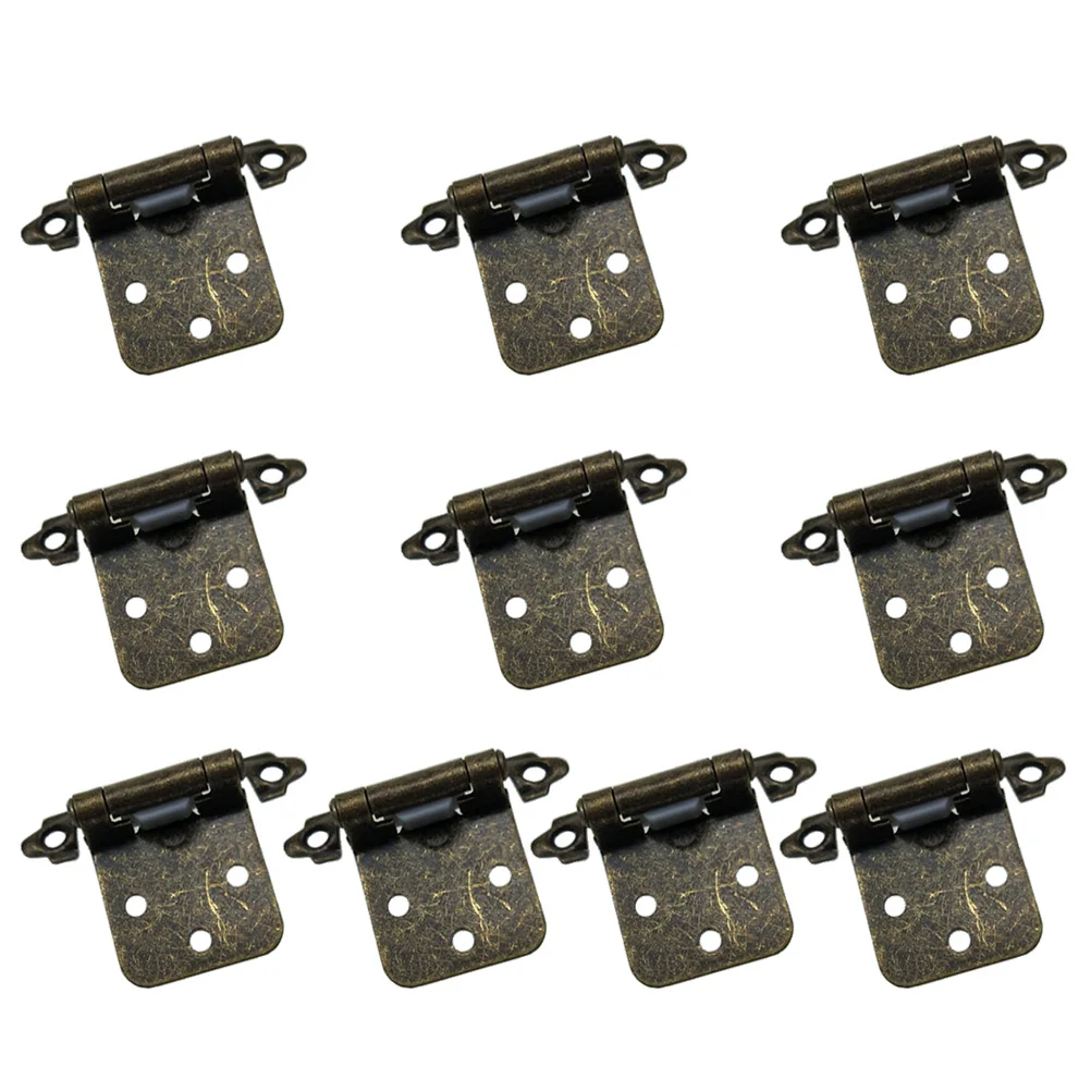 

10Pcs Self-Closing Spring Iron Hinges for Door Cabinet Cupboard Bronze Rust Resistant Durable Face Mount Spring Hinges