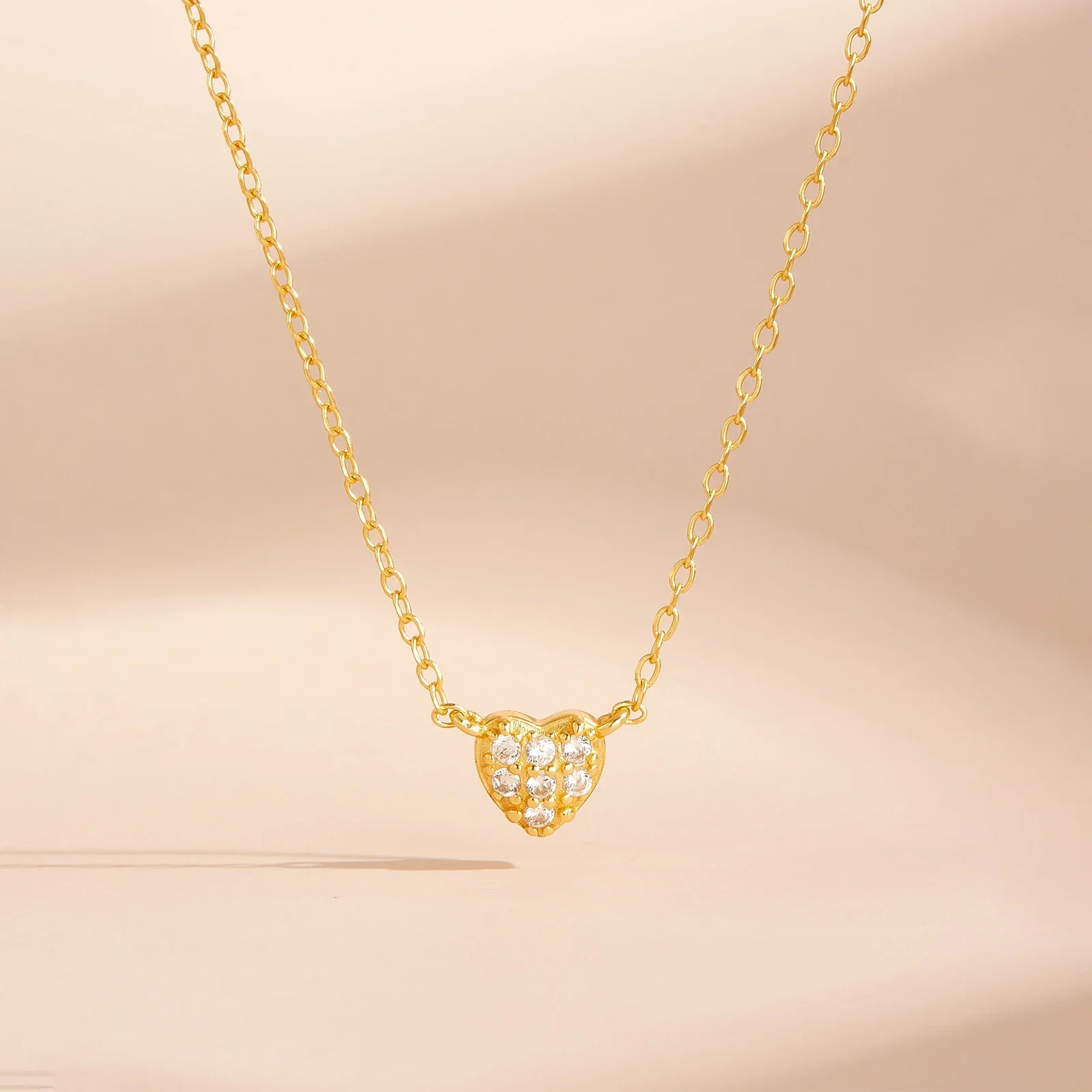 VEWANT 925 Sterling Silver Gold Full Zircon CZ Heart Charm Necklace 2026 Women Love Wedding Anniversary Classical Jewelry Gift