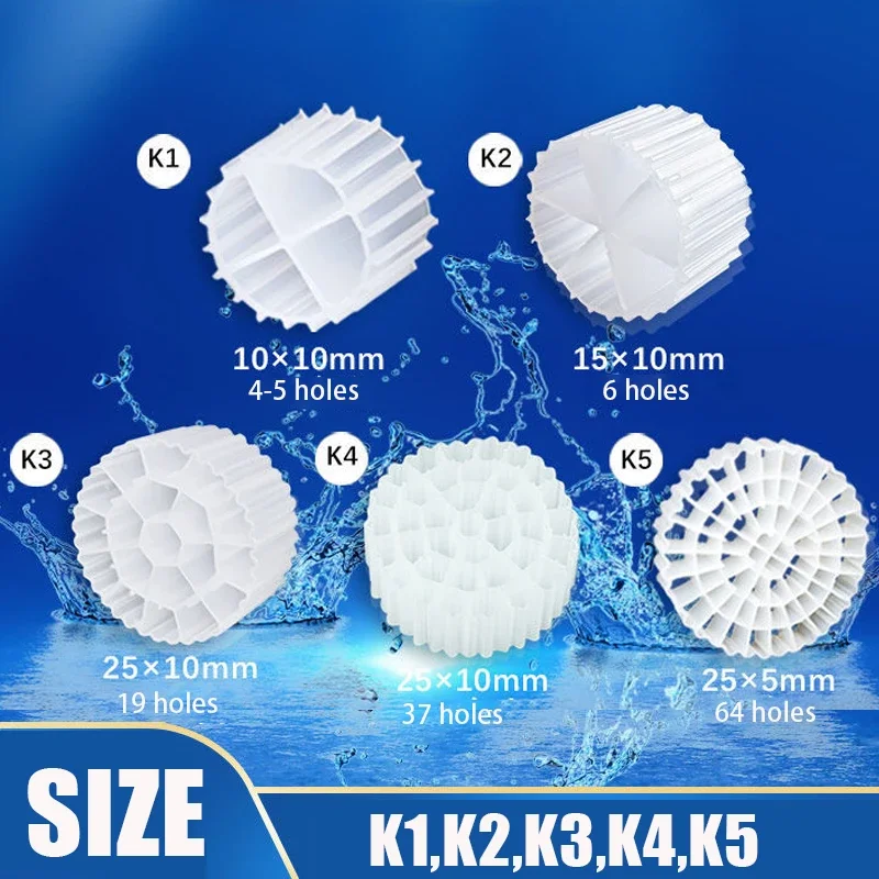 K1 K2 K3 K4 K5 Mbbr Aquarium Koi Pond Plastic Biochemical Filter Media Fluidized Bed Fish Tank Tumble Filter Accessories