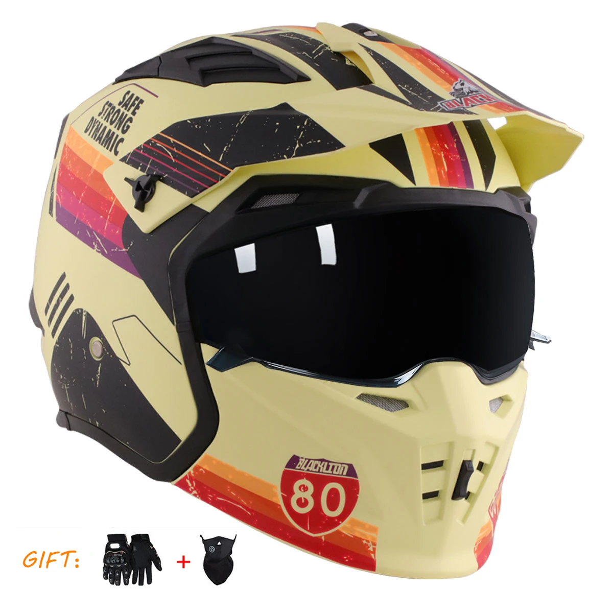 

Combination Modular Full Face Open Face Motorcycle Helmet Retro Casco Motocross Detachable Mouth Helmet Capacete Free Glove