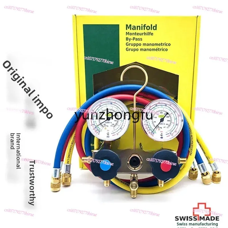 

Air Conditioning Liquid Filling Gauge R22/R134A/R404A/R410A/R32 High and Low Pressure Dual Head Pressure Gauge