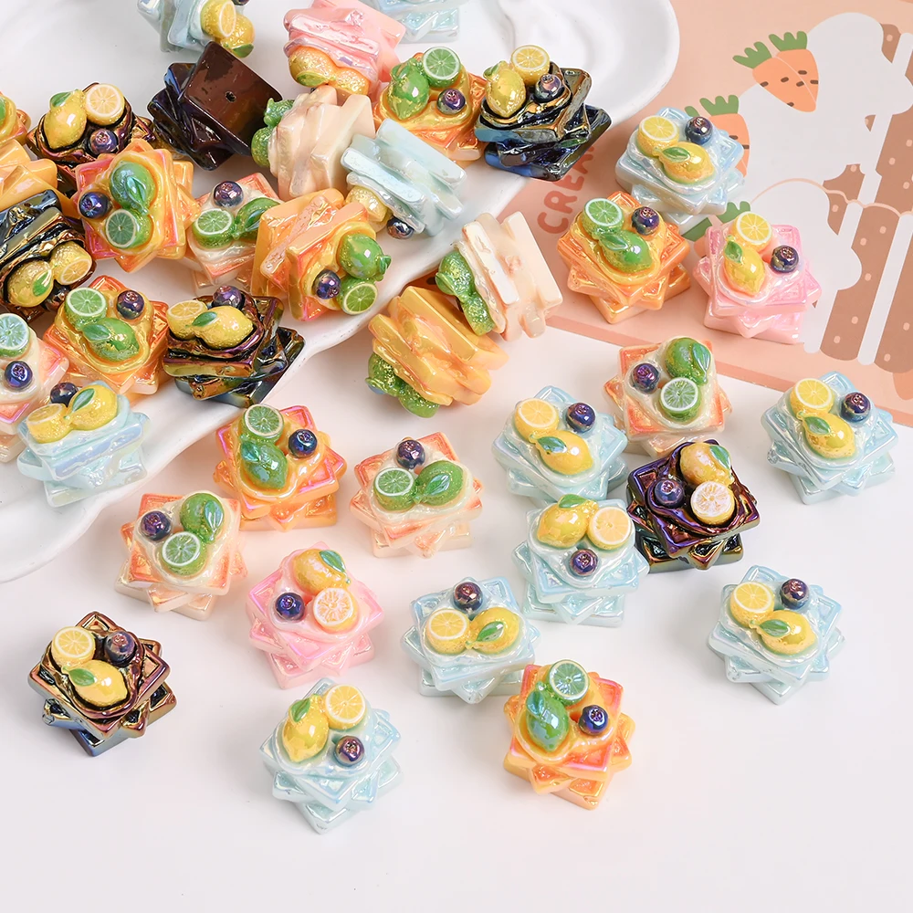 

5Pcs Random Mixed Resin Beads Colorful Fruit Layer Shape Bead For DIY Pacifier Chian Necklace Accessories Gifts